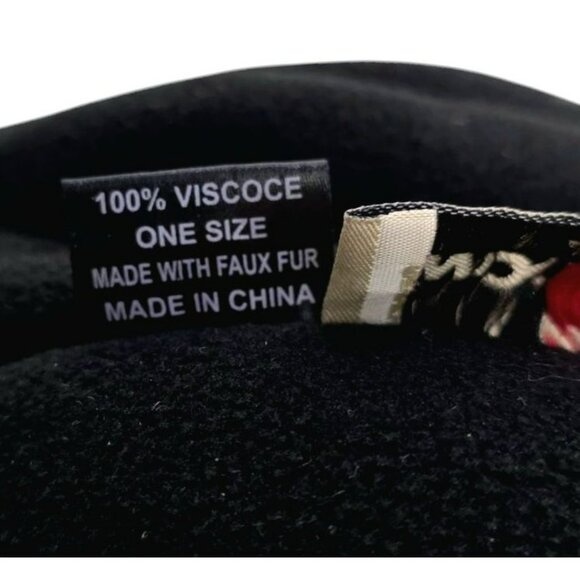 VTG Woolrich Trapper Hat Buffalo Plaid Ear Flaps Faux Fur-Lined Cap Red Black - Picture 11 of 12